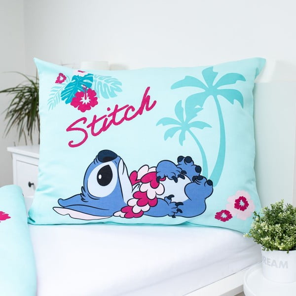 Modrá bavlnená detská obliečka na jednolôžko 140x200 cm Lilo a Stitch "Hawaii"  – Jerry Fabrics-image-3