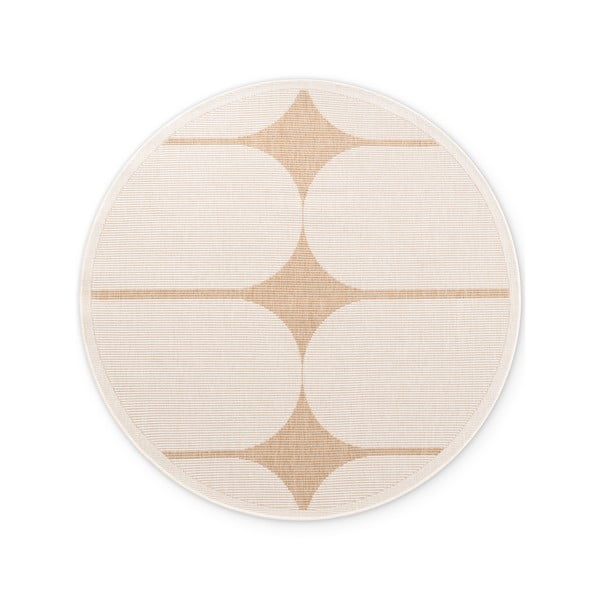 Okrúhly vnútorný a vonkajší koberec v béžovej a slonovinovej farbe ø 160 cm Duet Bowen – NORTHRUGS