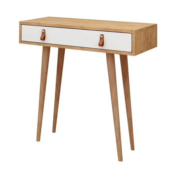 Konzolový stolík s dubovým dekorom a zásuvkou Dokka, 80 × 30 cm