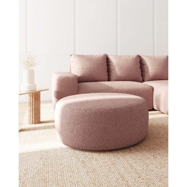 Svetloružový taburet z textílie bouclé Feiro – MESONICA-image-2
