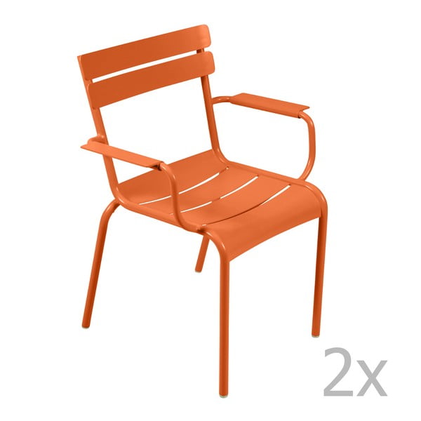 Sada 2 oranžových stoličiek s opierkami na ruky Fermob Luxembourg