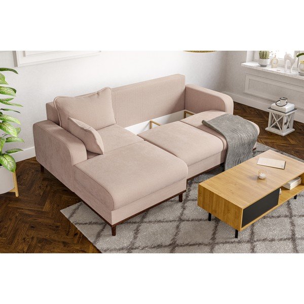 Béžová menčestrová rohová pohovka (ľavý roh) Beata – Ropez-image-1