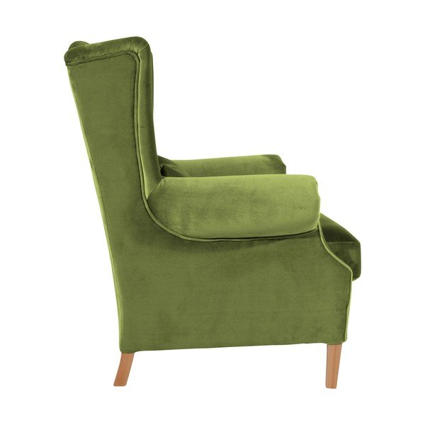 Olivovozelené zamatové kreslo ušiak Max Winzer Harvey Velvet-image-4