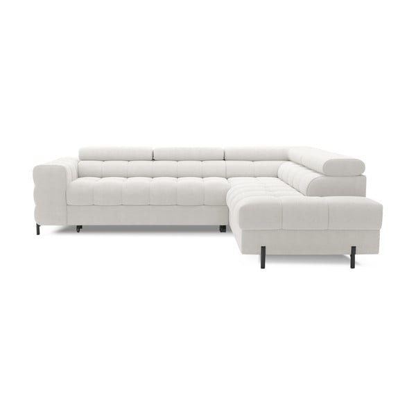 Krémovobiela rozkladacia/s úložným priestorom rohová pohovka z textílie buklé (pravý roh/do L) Ferucce – ELTAP-image-2