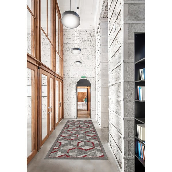 Sivo-červený behúň Floorita Hypnotik, 55 x 140 cm-image-1