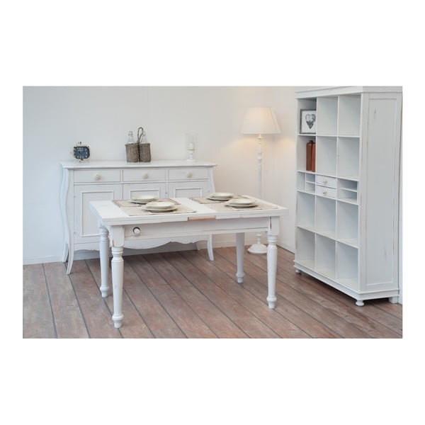 Biely drevený jedálenský stôl s výsuvnou pracovnou doskou Castagnetti, 140 x 80 cm

