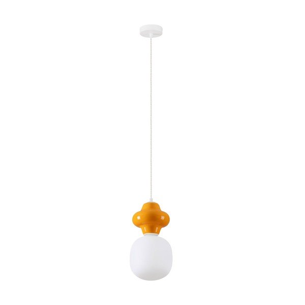 Biele/oranžové keramické závesné svietidlo so skleneným tienidlom ø 18 cm Clio – Nova Luce