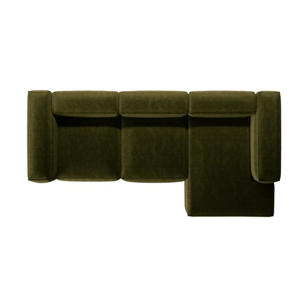 Zelená menčestrová rohová pohovka (pravý roh/s leňoškou) Bergamo – Cosmopolitan Design-image-3