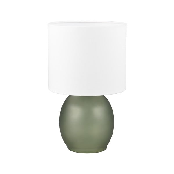 Bielo-zelená stolová lampa s textilným tienidlom (výška 29 cm) Vela – Trio