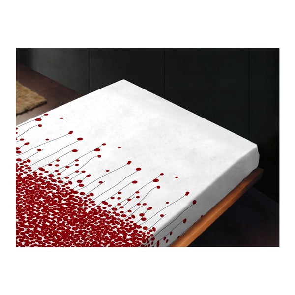 Neelastická posteľná plachta Poppies Rojo, 240x260 cm