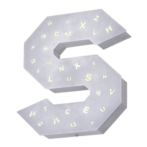Sivá svetelná dekorácia v tvare písmena Glimte Letter S