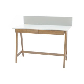 Biely písací stôl s podnožím z jaseňového dreva Ragaba Luka, dĺžka 110 cm