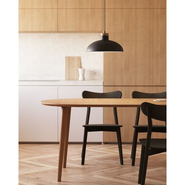 Okrúhly rozkladací jedálenský stôl v dekore duba v prírodnej farbe ø 90 cm Oqui – Kave Home-image-2