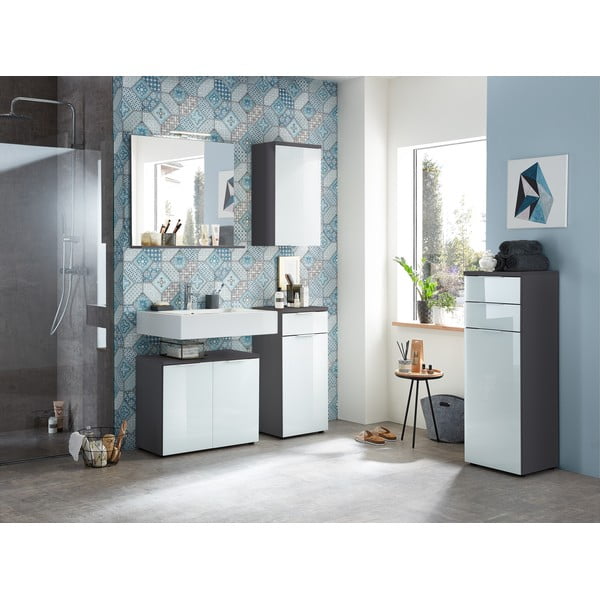 Nástenné zrkadlo s osvetlením/s poličkou 76x75 cm – Germania-image-2