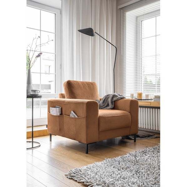 Oranžovohnedé menčestrové kreslo Lofty Lilly – Miuform-image-2