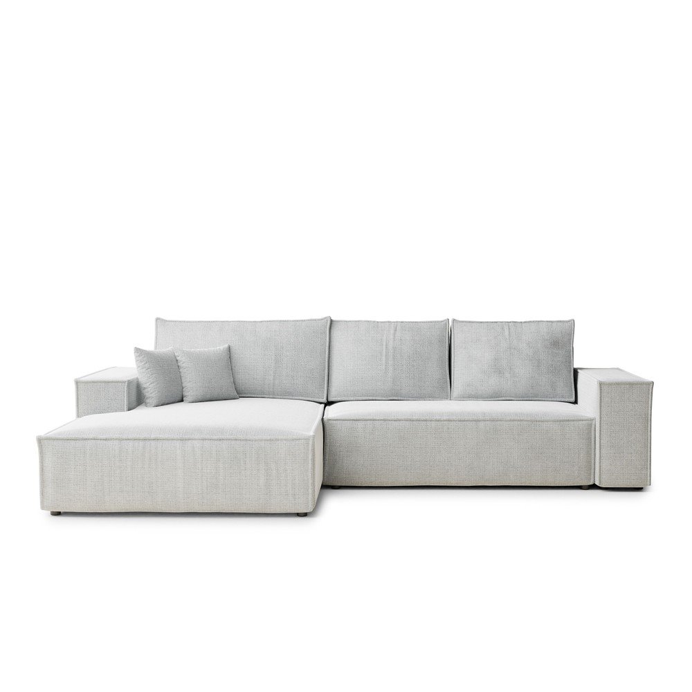 Svetlosivá ženilková rozkladacia/s úložným priestorom rohová pohovka (ľavý roh/s leňoškou) Maze – Maison de Rêve