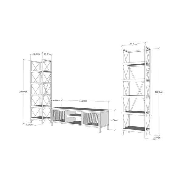 Antracitovosivá/prírodná TV súprava 150x47 cm Maxim – Kalune Design-image-4