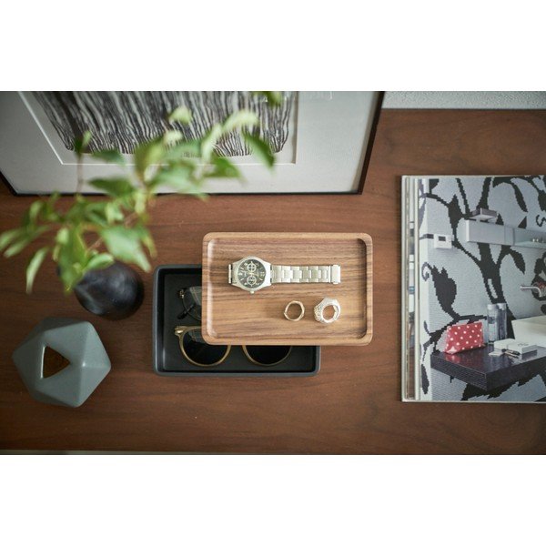 Čierny úložný box s vekom 18,5x12,5x7 cm Rin – YAMAZAKI-image-1