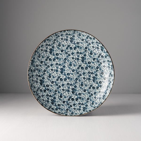 Modro-biely keramický tanier Made In Japan Blue Daisy, ⌀ 23 cm