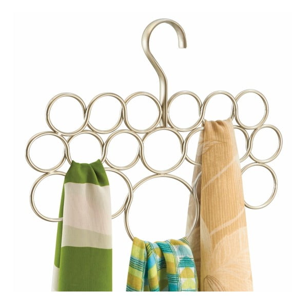 Kovový závesný držiak na uteráky, šatky a oblečenie v zlatej farbe InterDesign Axis, dĺžka 29 cm-image-2