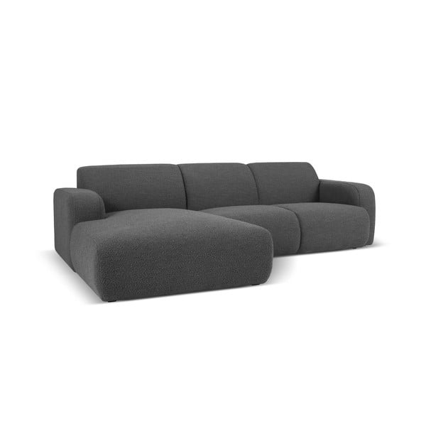 Tmavosivá rohová pohovka z textílie bouclé (ľavý roh) Molino – Micadoni Home-image-2