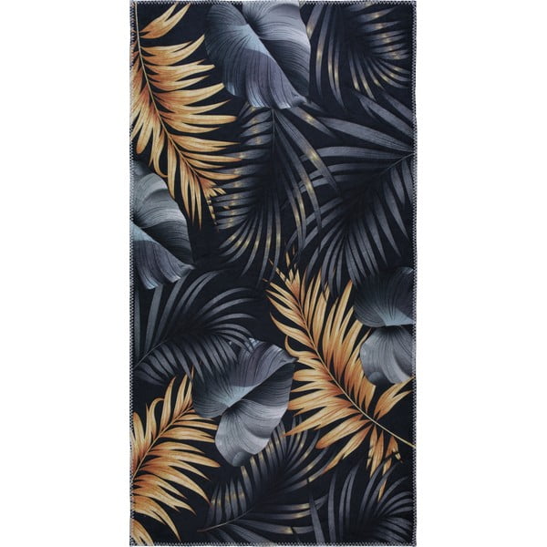Prateľný koberec v tmavomodrej a zlatej farbe 120x180 cm Midnight Leaves – Vitaus