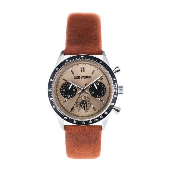 Dámske hodinky s hnedým koženým remienkom Zadig & Voltaire Teddy