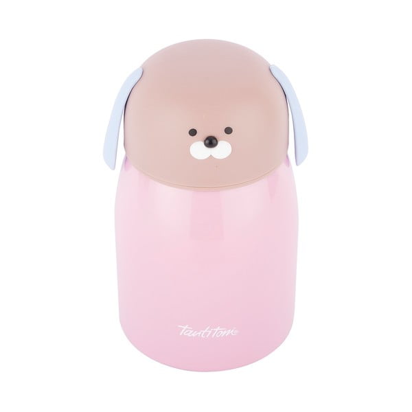 Ružová antikoro termofľaša Tantitoni Cute Doggy, 280 ml