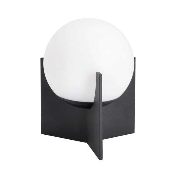 Čierna kovová LED stolová lampa so stmievačom s plastovým tienidlom (výška  16 cm) Cardamom – Bizzotto