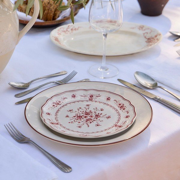 Červený/biely dezertný kameninový tanier ø 21 cm Vila – Costa Nova-image-1