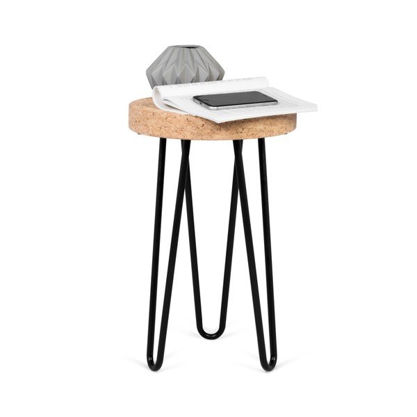 Čierny príručný stolík z doskou z korku TemaHome Drum-image-4
