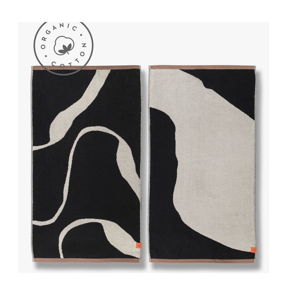 Čiernobiele uteráky v súprave 2 ks z Bio bavlny 50x90 cm Nova Arte – Mette Ditmer Denmark