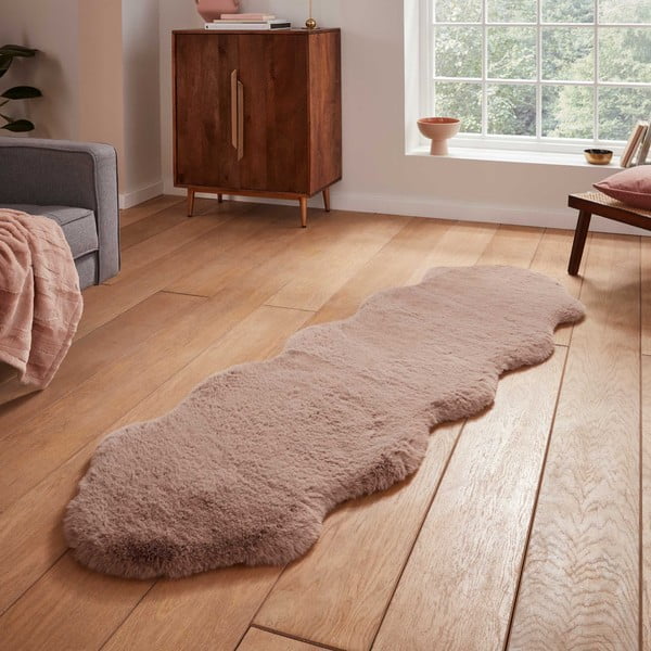Svetlohnedý syntetický behúň 60x180 cm Super Teddy – Think Rugs-image-1