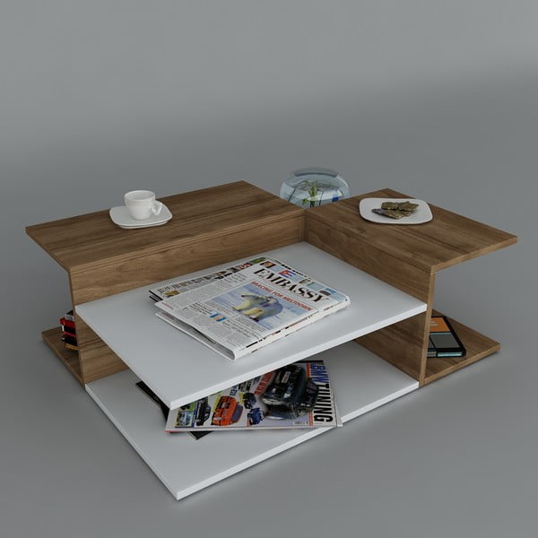Konferenčný stolík Friend Coffee White/Walnut, 95x31,8x75 cm