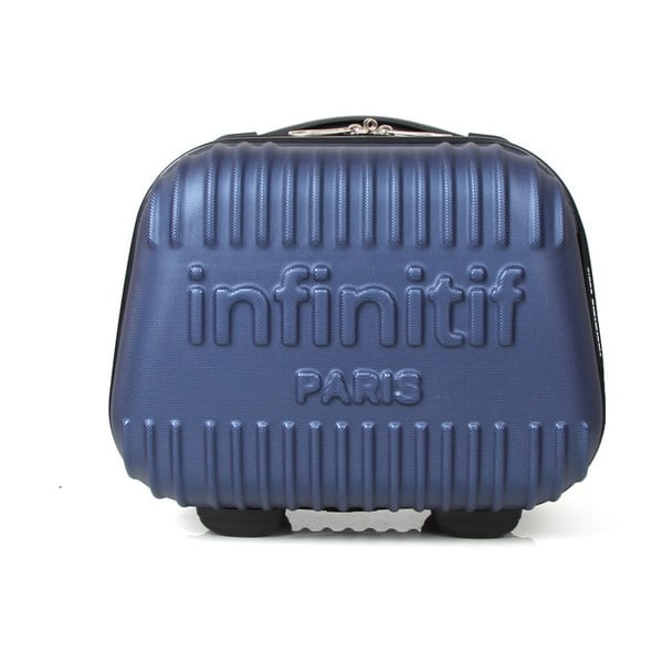 Modrý kozmetický kuforík s potlačou INFINITIF Paris, 12 l