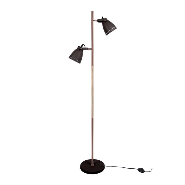 Čierna stojacia lampa s detailmi v medenej farbe Leitmotiv Mingle, výška 152 cm