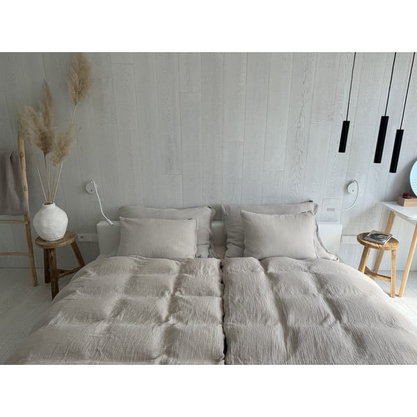 Béžové mušelínové obliečky na jednolôžko 135x200 cm Plain Muslin – Butter Kings-image-1