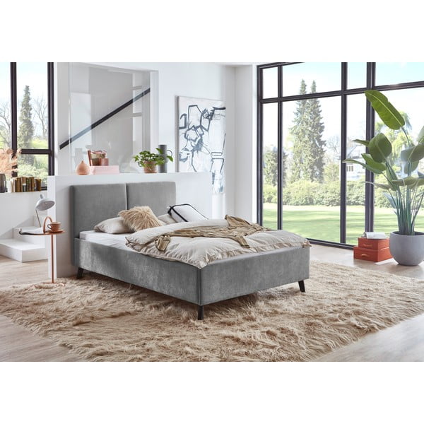 Sivá čalúnená dvojlôžková posteľ s roštom 140x200 cm Piano – Meise Möbel-image-1
