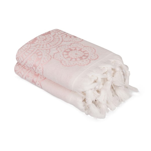 Sada 2 ružových bavlnených uterákov Carmelo Lerro, 50 × 90 cm