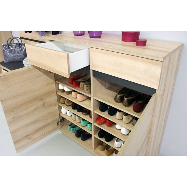 Skrinka na topánky v dekore buka so zásuvkami Lissabon - Germania-image-3