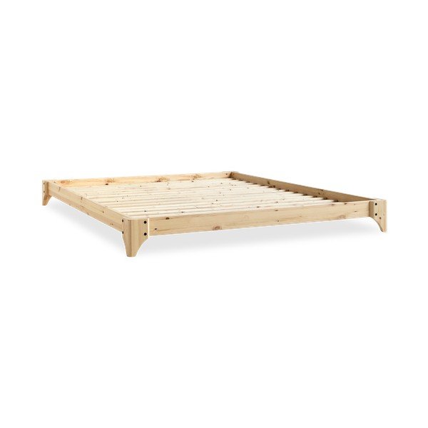 Dvojlôžková posteľ z borovicového dreva s matracom Karup Design Elan Comfort Mat Natural Clear/Natural, 140 x 200 cm-image-3
