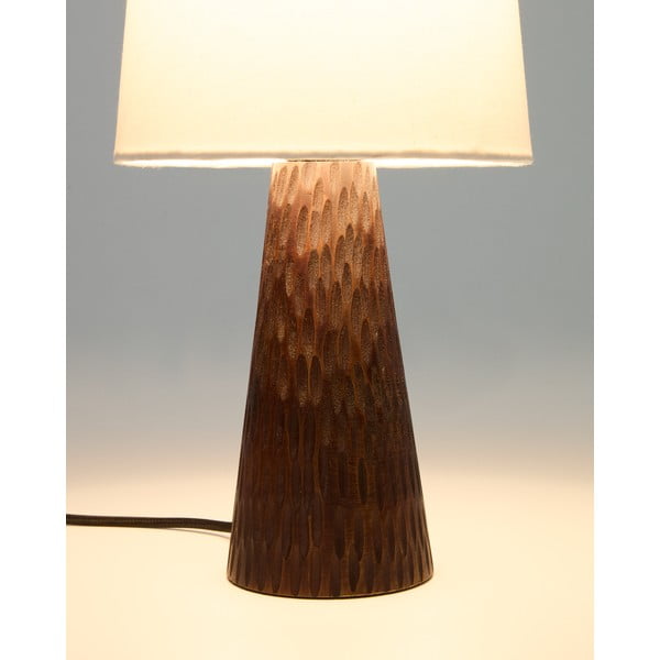 Biela/tmavohnedá stolová lampa s textilným tienidlom (výška 50 cm) Amire – Kave Home-image-2