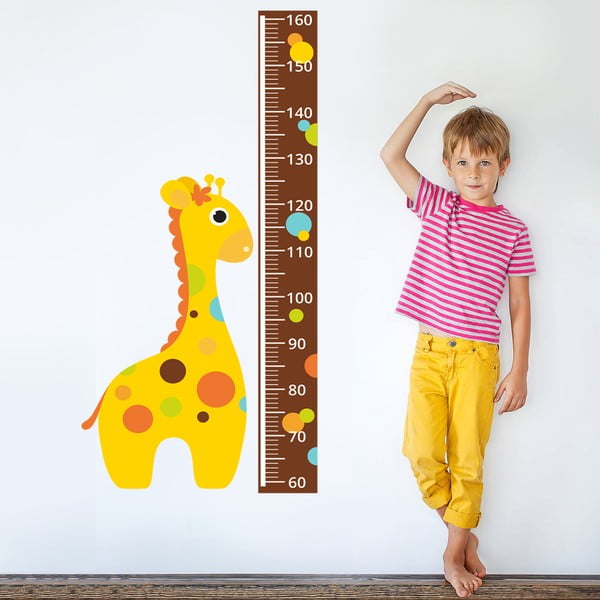 Samolepkový meter na stenu Žirafa s bodkami, 160 cm