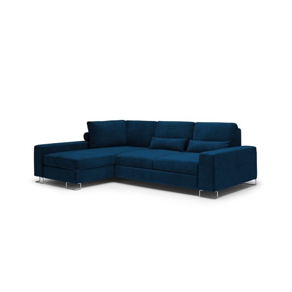 Kráľovskymodrá rozkladacia rohová pohovka so zamatovým poťahom Windsor & Co Sofas Diane, ľavý roh-image-3
