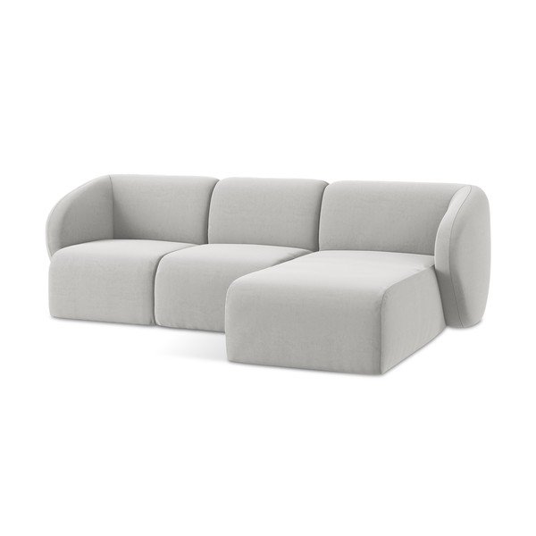 Svetlosivá zamatová rohová pohovka (pravý roh/s leňoškou) Lani – Makamii-image-4