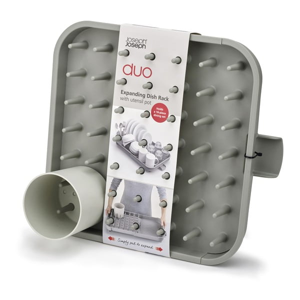 Sivý nastaviteľný plastový odkvapkávač 34x37 cm Duo – Joseph Joseph-image-4