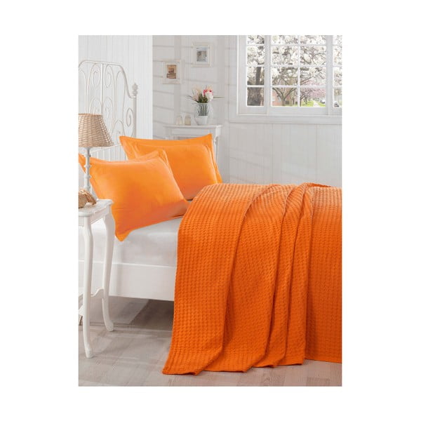 Ľahká prikrývka cez posteľ Boya Orange, 200 x 235 cm