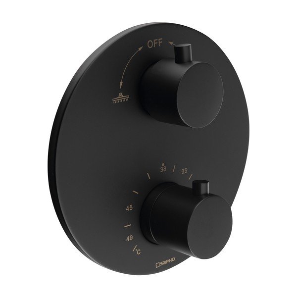 Matne čierna podomietková sprchová batéria (2 výstupy) – Sapho-image-1