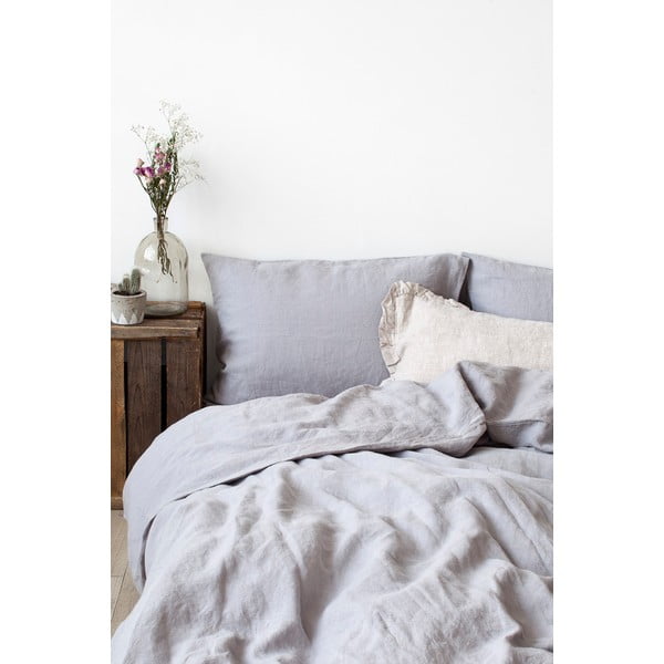 Svetlosivá ľanová obliečka na vankúš Linen Tales, 70 x 90 cm-image-2