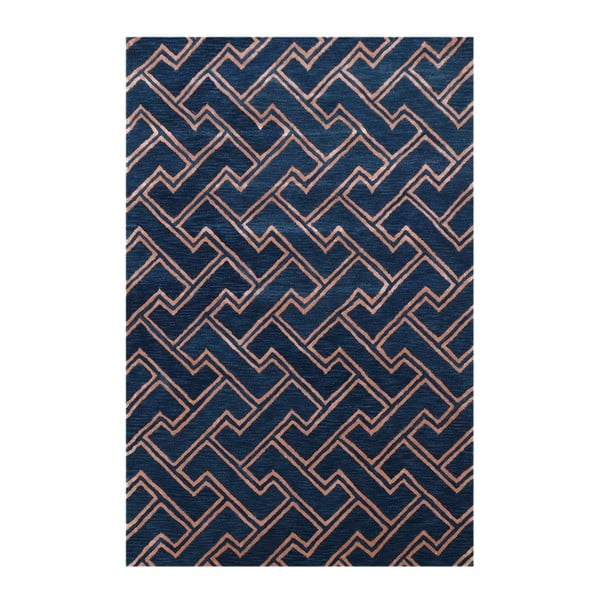 Ručne tuftovaný modrý koberec Bakero Stapples, 153 x 244 cm
